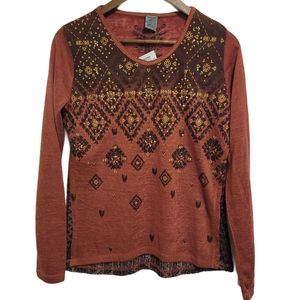 Cowboy Legend Long Sleeve Weaved Top Sz L